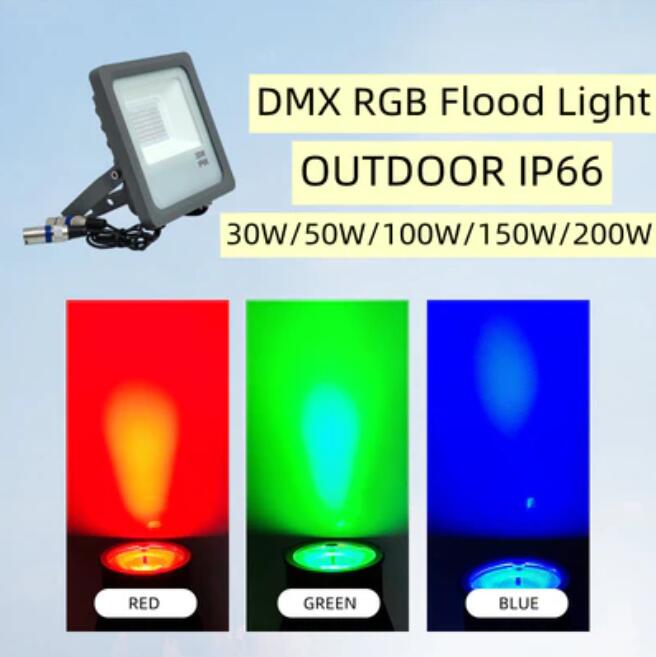 (image for) DMX512 RGB LED Flood Light 50W AC110-220V Outdoor IP66 LED WallWasher GREY Aluminum Case Tempering Glass Cover High Lumen Security Light Garden Landscape Lawn Lamp